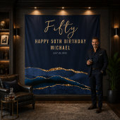 50歳の誕生日 ブルーゴールドアゲート 写真背景 タペストリー