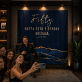 50歳の誕生日 ブルーゴールドアゲート 写真背景 タペストリー