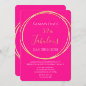 50歳の誕生日 ホットピンク ゴールド 誕生日招待状 招待状 (正面/裏面)
