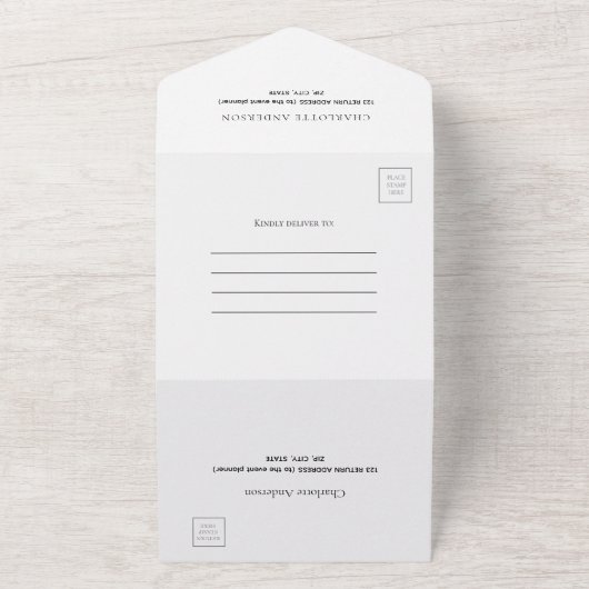 50歳の誕生日 ホワイトゴールドパーティー 出欠確認 オールインワン招待状 (外側)