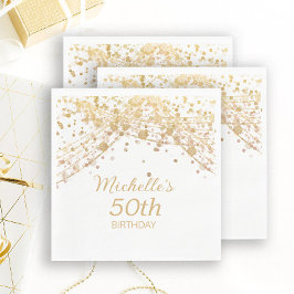 50歳の誕生日 ホワイトゴールド グリッターイルミネーション スタンダードランチョンナプキン