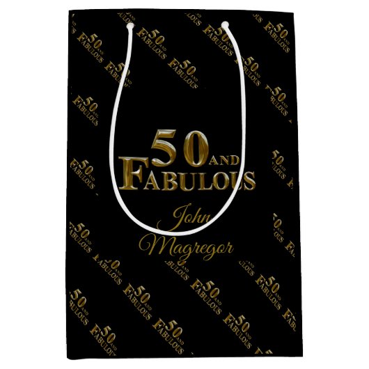 50歳の誕生日 ミディアムペーパーバッグ (正面)