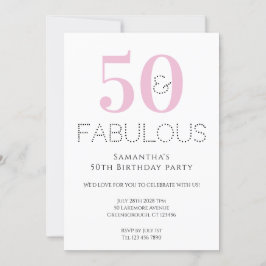 50歳の誕生日　モダンなピンクパーティー招待状 招待状