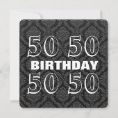 50歳の誕生日 モダンカラー ワインレッドとブラック V04 招待状 (裏面)