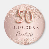 50歳の誕生日 ローズゴールドとブッシュ 保存日 マグネット (正面)