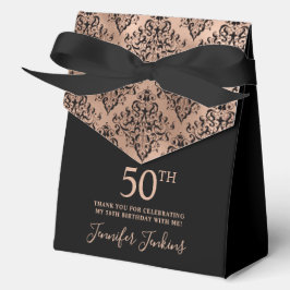 50歳の誕生日 ローズゴールド ダマスク柄 御礼 フェイバーボックス