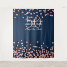 50歳の誕生日 ローズゴールド ネイビー コンフェッティ 背景