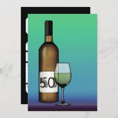 50歳の誕生日:ワインボトル&グラス 招待状 (正面/裏面)