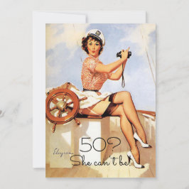 50歳の誕生日、ヴィンテージ、セクシーなピンアップガール、カスタムデザイン 招待状
