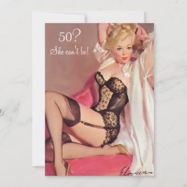 50歳の誕生日、ヴィンテージ セクシー ピンアップ ブラック ランジェリー 招待状