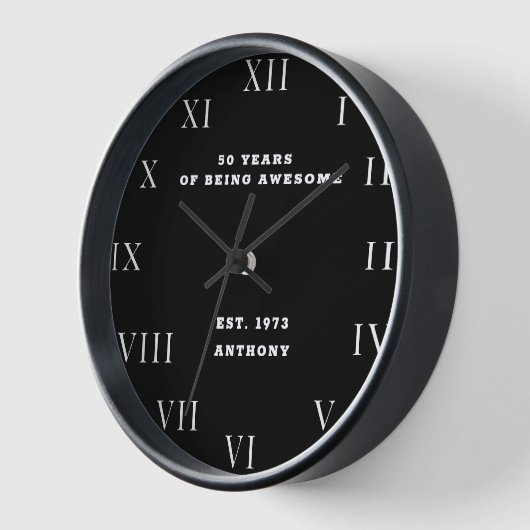 50歳の誕生日 五十 ブラック ヴィンテージ モダン エレガント 壁時計 (傾斜)