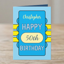 50歳の誕生日 名前入り 青 黄色