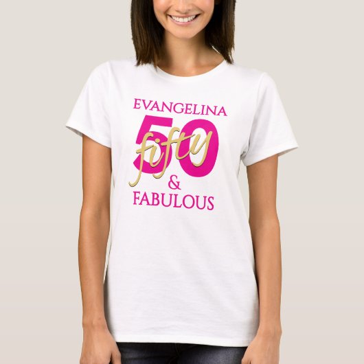 50歳の誕生日 名前入り 50歳 おめでとう Tシャツ (正面)