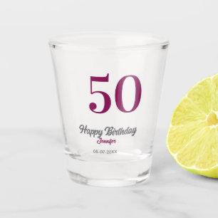 50歳の誕生日 名前 日付 くすんだ紫 テンプレート ショットグラス