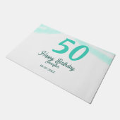 50歳の誕生日 名前 日付 年号 グリーン パステル ボールド ドアマット (アングル)