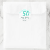 50歳の誕生日 名前 日付 年号 グリーン パステル ボールド ラウンドシール (バッグ)