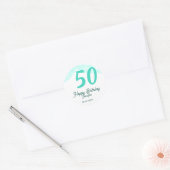50歳の誕生日 名前 日付 年号 グリーン パステル ボールド ラウンドシール (封筒)