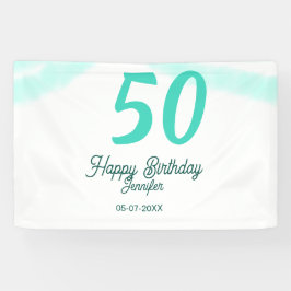 50歳の誕生日 名前 日付 年号 グリーン パステル ボールド 横断幕