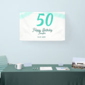 50歳の誕生日 名前 日付 年号 グリーン パステル ボールド 横断幕 (トレードショー)
