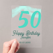 50歳の誕生日 名前 日付 年齢 グリーン パステル ボールド アクリル招待状 (インサイチュ (ポータブル))