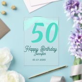 50歳の誕生日 名前 日付 年齢 グリーン パステル ボールド アクリル招待状 (インサイチュ (ウェディング))