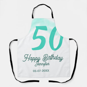 50歳の誕生日 名前 日付 年齢 グリーン パステル ボールド エプロン