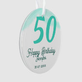 50歳の誕生日 名前 日付 年齢 グリーン パステル ボールド オーナメント (正面)