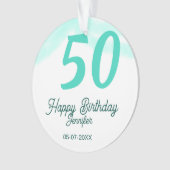 50歳の誕生日 名前 日付 年齢 グリーン パステル ボールド オーナメント (正面)