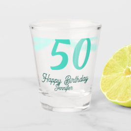 50歳の誕生日 名前 日付 年齢 グリーン パステル ボールド ショットグラス