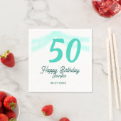 50歳の誕生日 名前 日付 年齢 グリーン パステル ボールド スタンダードカクテルナプキン (インサイチュ)