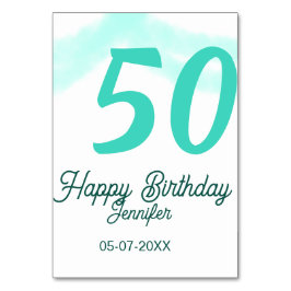 50歳の誕生日 名前 日付 年齢 グリーン パステル ボールド テーブルナンバー