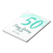 50歳の誕生日 名前 日付 年齢 グリーン パステル ボールド ノートパッド (回転)