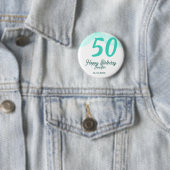 50歳の誕生日 名前 日付 年齢 グリーン パステル ボールド 缶バッジ (インサイチュ)