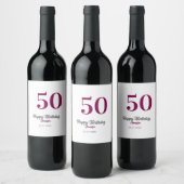 50歳の誕生日 名前 日付 年齢 ワインレッド テンプレート ワインラベル (ボトル)