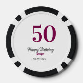 50歳の誕生日 名前 日付 年 テンプレート マーブル ポーカーチップ (裏面)