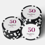 50歳の誕生日 名前 日付 年 テンプレート マーブル ポーカーチップ (積み重ね)
