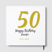 50歳の誕生日 名前 日付 年 テンプレート 黒 ゲストブック (裏面)