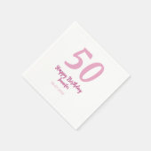 50歳の誕生日 名前 日付 年 ピンク 赤 太字 スタンダードカクテルナプキン (角)