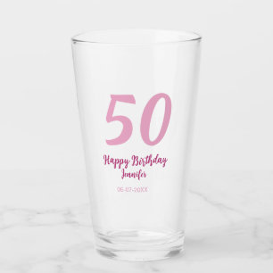 50歳の誕生日 名前 日付 年 ピンク 赤 太字 タンブラーグラス