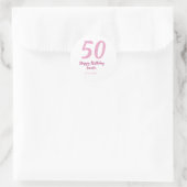 50歳の誕生日 名前 日付 年 ピンク 赤 太字 ラウンドシール (バッグ)
