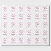 50歳の誕生日 名前 日付 年 ピンク 赤 太字 ラッピングペーパー (フラット)