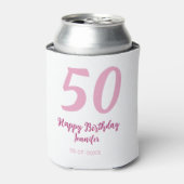 50歳の誕生日 名前 日付 年 ピンク 赤 太字 缶クーラー (缶正面)