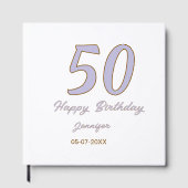 50歳の誕生日 名前 日付 年 紫色 ブラウン モード ゲストブック (正面)