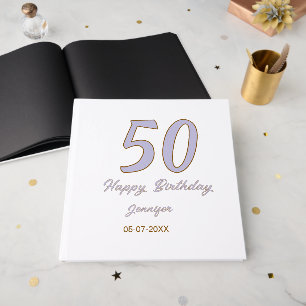 50歳の誕生日 名前 日付 年 紫色 ブラウン モード ゲストブック