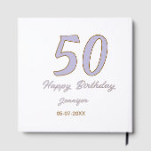 50歳の誕生日 名前 日付 年 紫色 ブラウン モード ゲストブック (裏面)