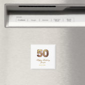 50歳の誕生日 名前 日付 年 金色 花柄 太字 マグネット (インサイチュ (食洗機))