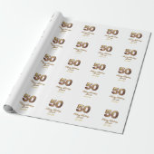 50歳の誕生日 名前 日付 年 金色 花柄 太字 ラッピングペーパー (アンロールド)