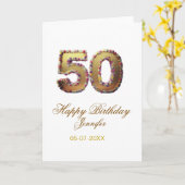 50歳の誕生日 名前 日付 年 金色 花 モダン カード (黄色い花)