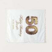 50歳の誕生日 名前 日付 年 金色 花 モダン タペストリー (正面(横))