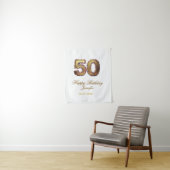 50歳の誕生日 名前 日付 年 金色 花 モダン タペストリー (インサイチュ)